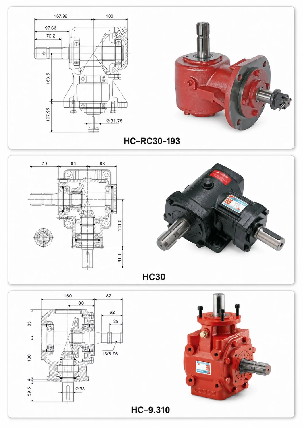 EP-9.310, EP-HC-30 & EP-RC30-193 – 30HP Entry-Tier Rotary Gearboxes Dimension