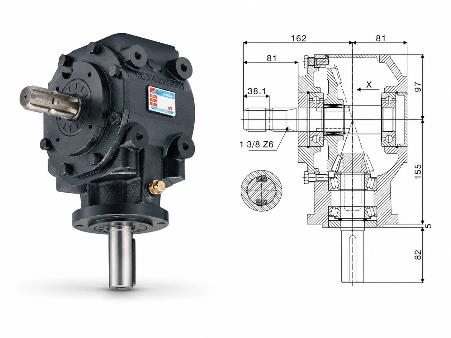 EP-9.311 Rotary Cultivator Gearbox Dimension