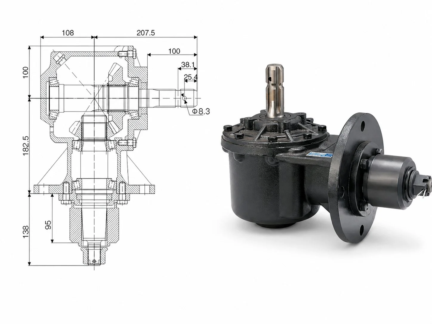 EP-966109 Rotary Cutter Gearbox Dimension