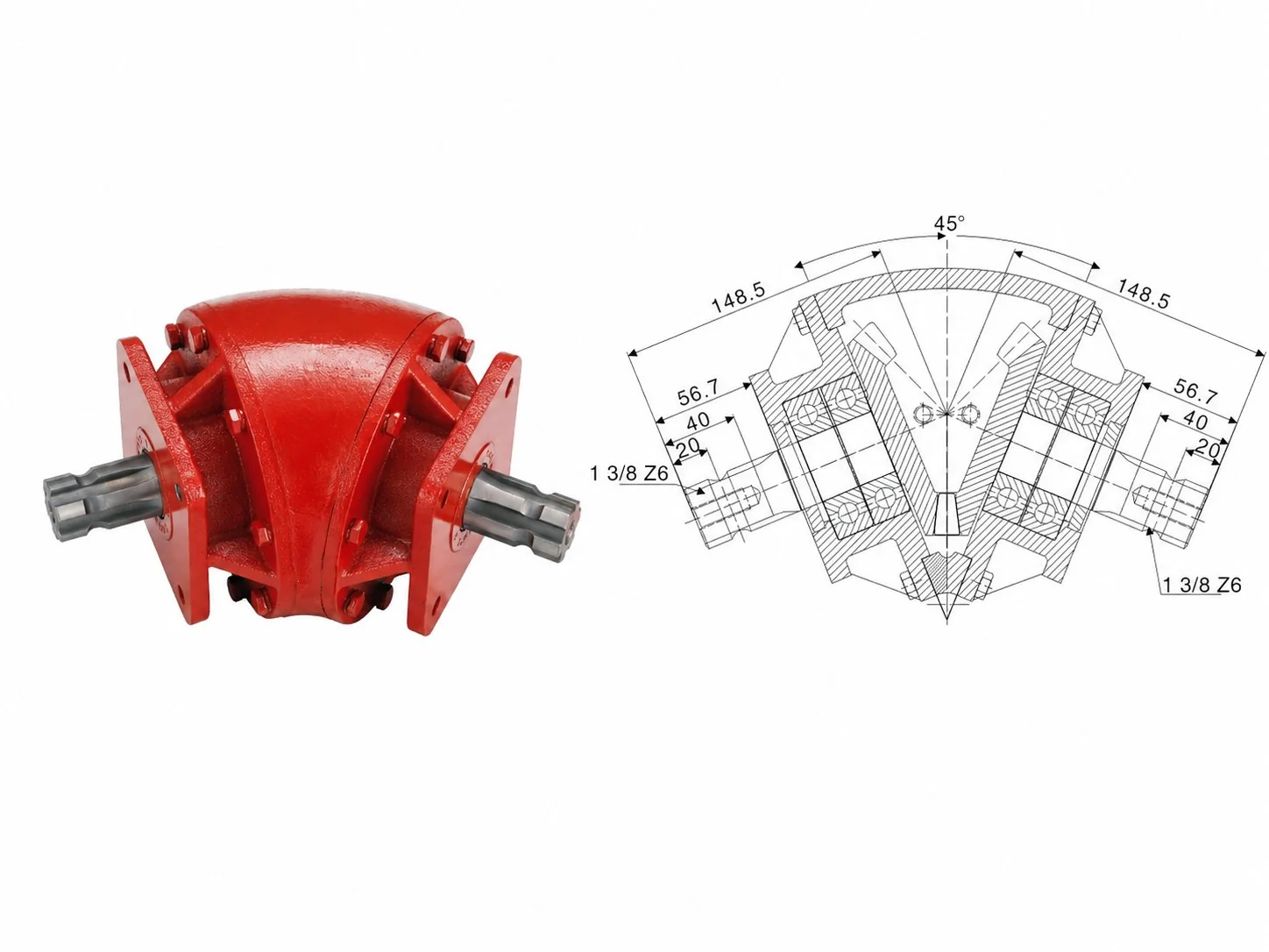EP-AG135 Fertilizer Spreader Gearbox Dimension