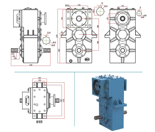 EP-B100 Heavy-Duty Compact Baler Gearbox Dimension