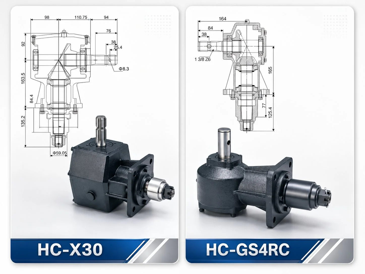 EP-GS4RC & EP-X30 Series Rotary Cutter Gearbox Dimension