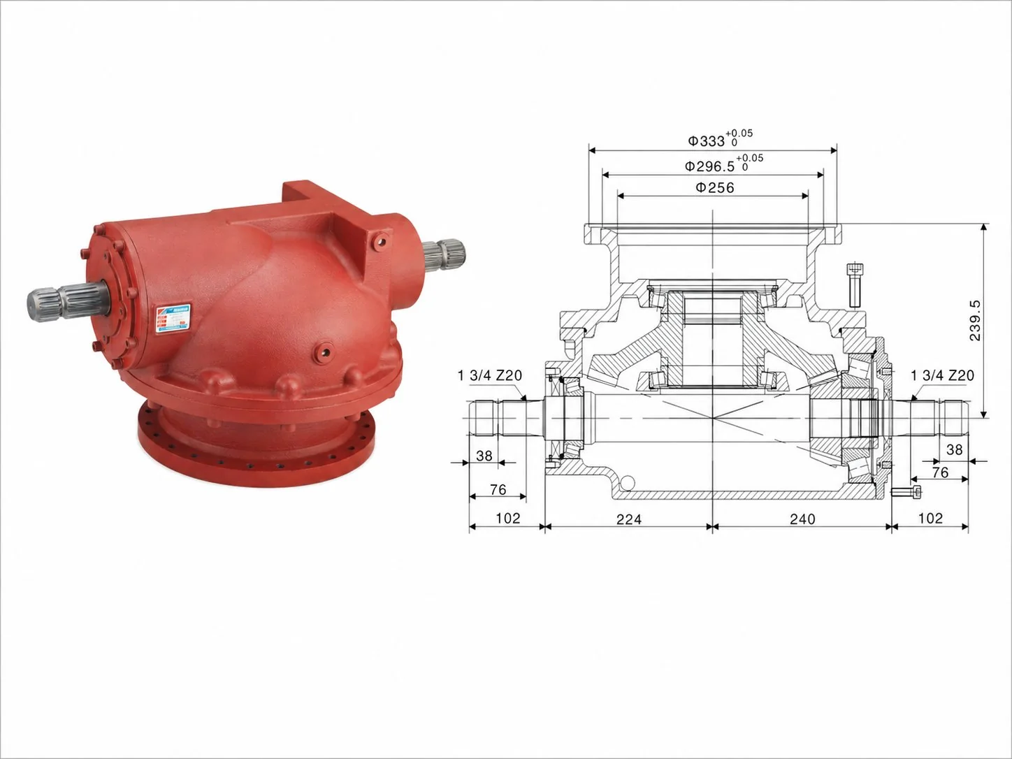 EP-HC-40002 Round Baler Gearbox Dimension