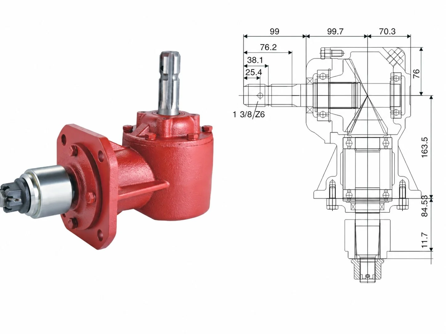 EP-HC-RC31 Rotary Cutter Gearbox Dimension