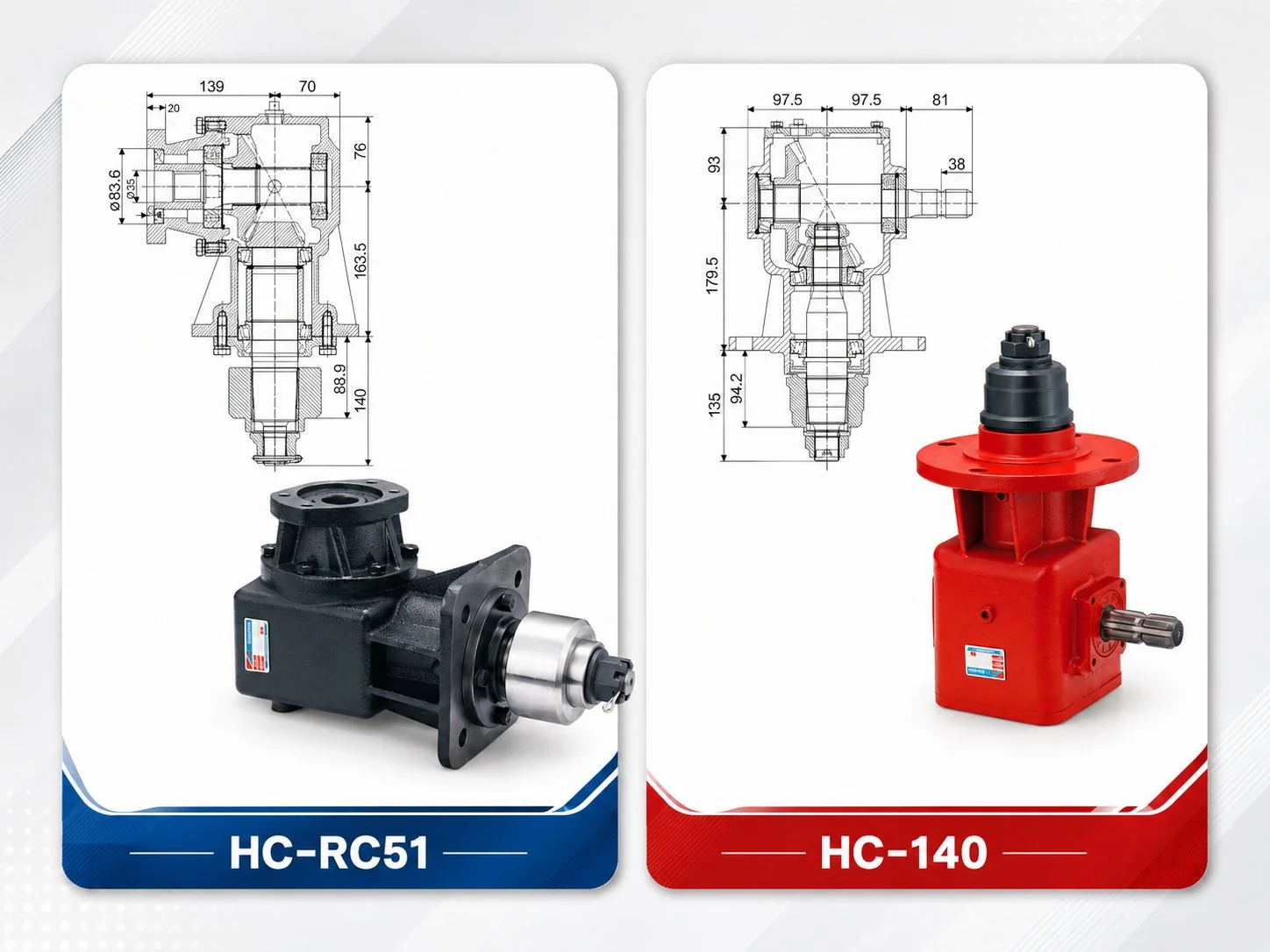 EP-RC51 & EP-140 Rotary Cutter Gearbox Dimension