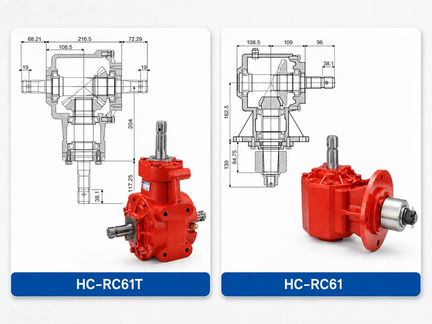 EP-RC61 & EP-RC61T Rotary Cutter Gearbox Dimension