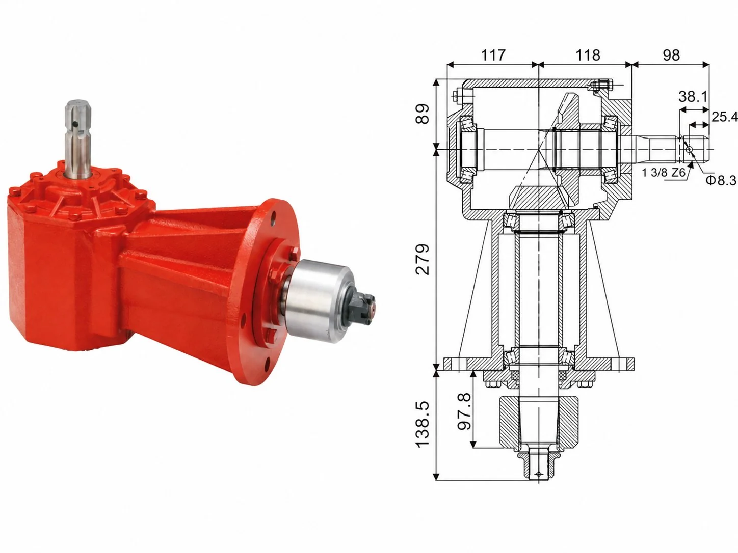 EP-RC81 Heavy Duty Rotary Cutter Gearbox Dimension
