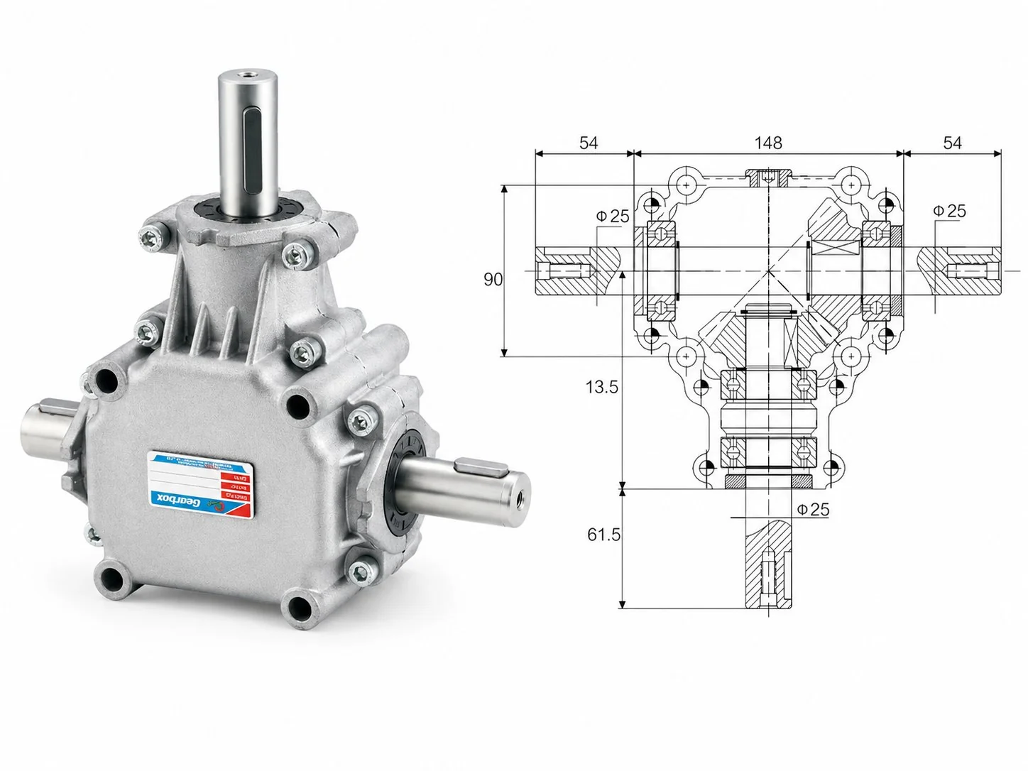 EP-RV010 Aluminum Agricultural Gearbox Dimension