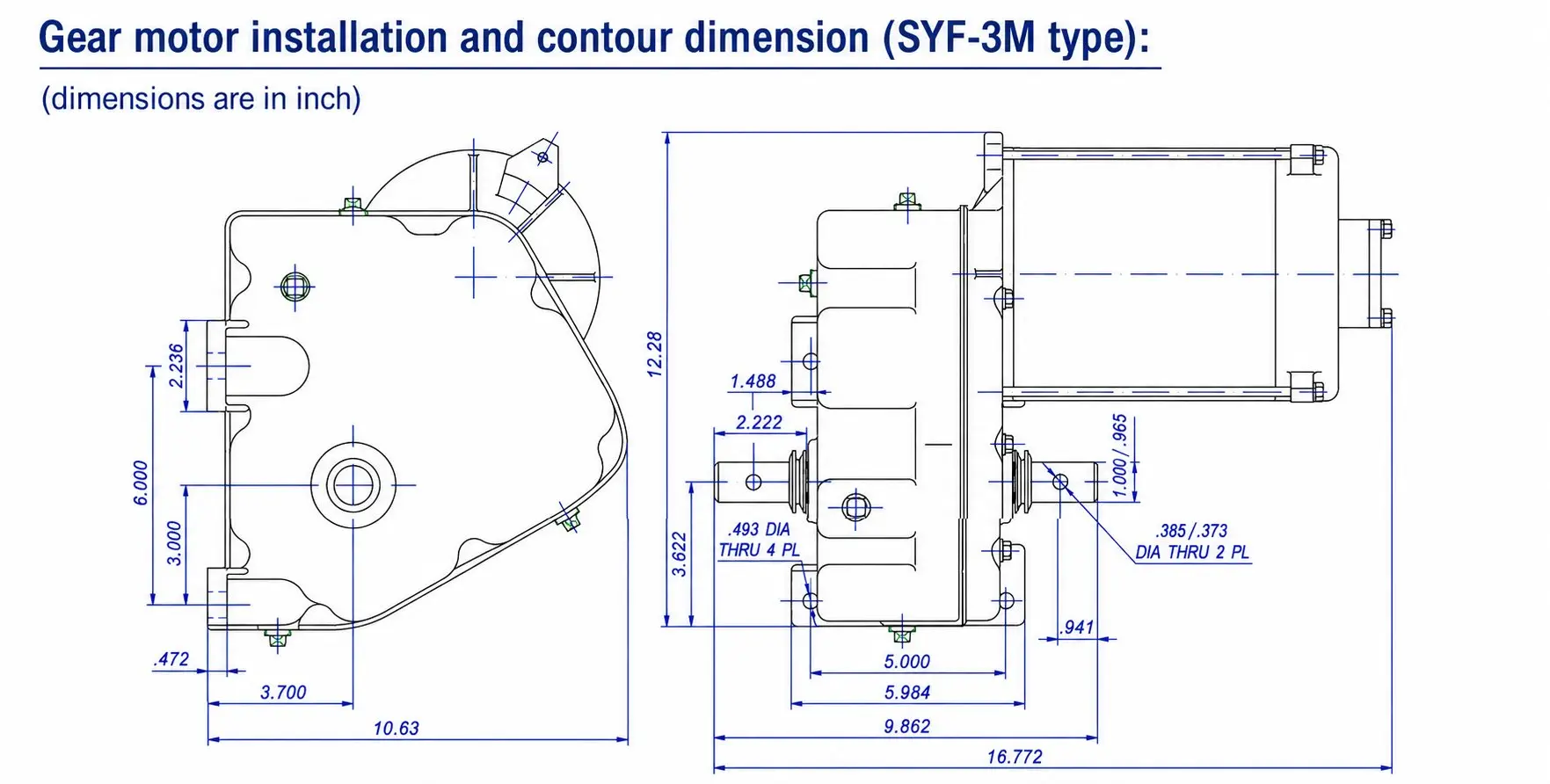 EP-SYF-3M Center-Drive Steel Gear Motor Dimension