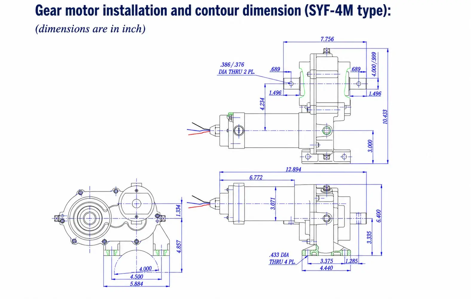 EP-SYF-4M Micro Pivot DC Gear Motor Dimension