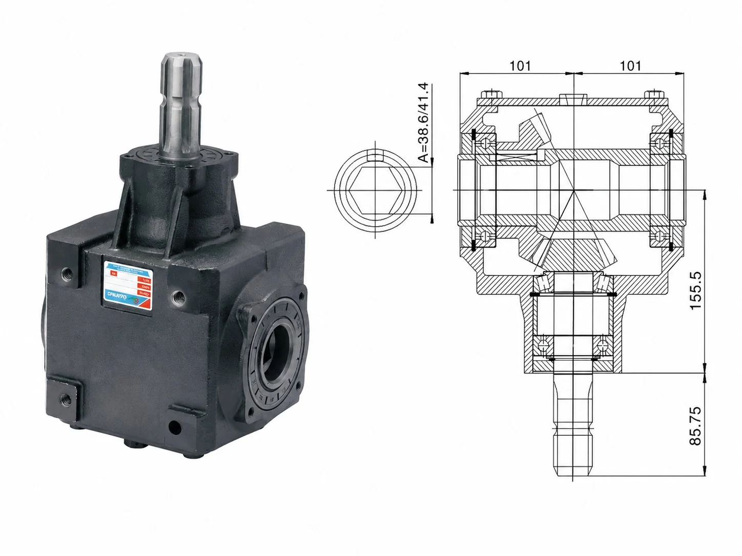 EP01-672 Baler Speed Increaser Gearbox Dimension
