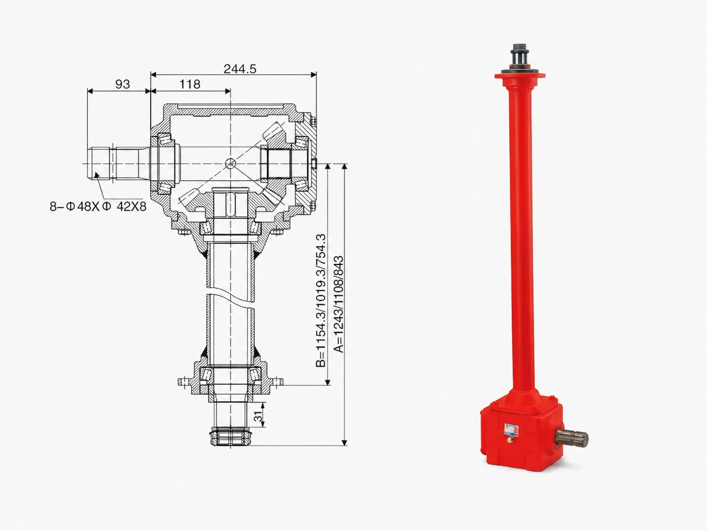 EP20100.131.00 Agricultural Drive Gearbox Dimension